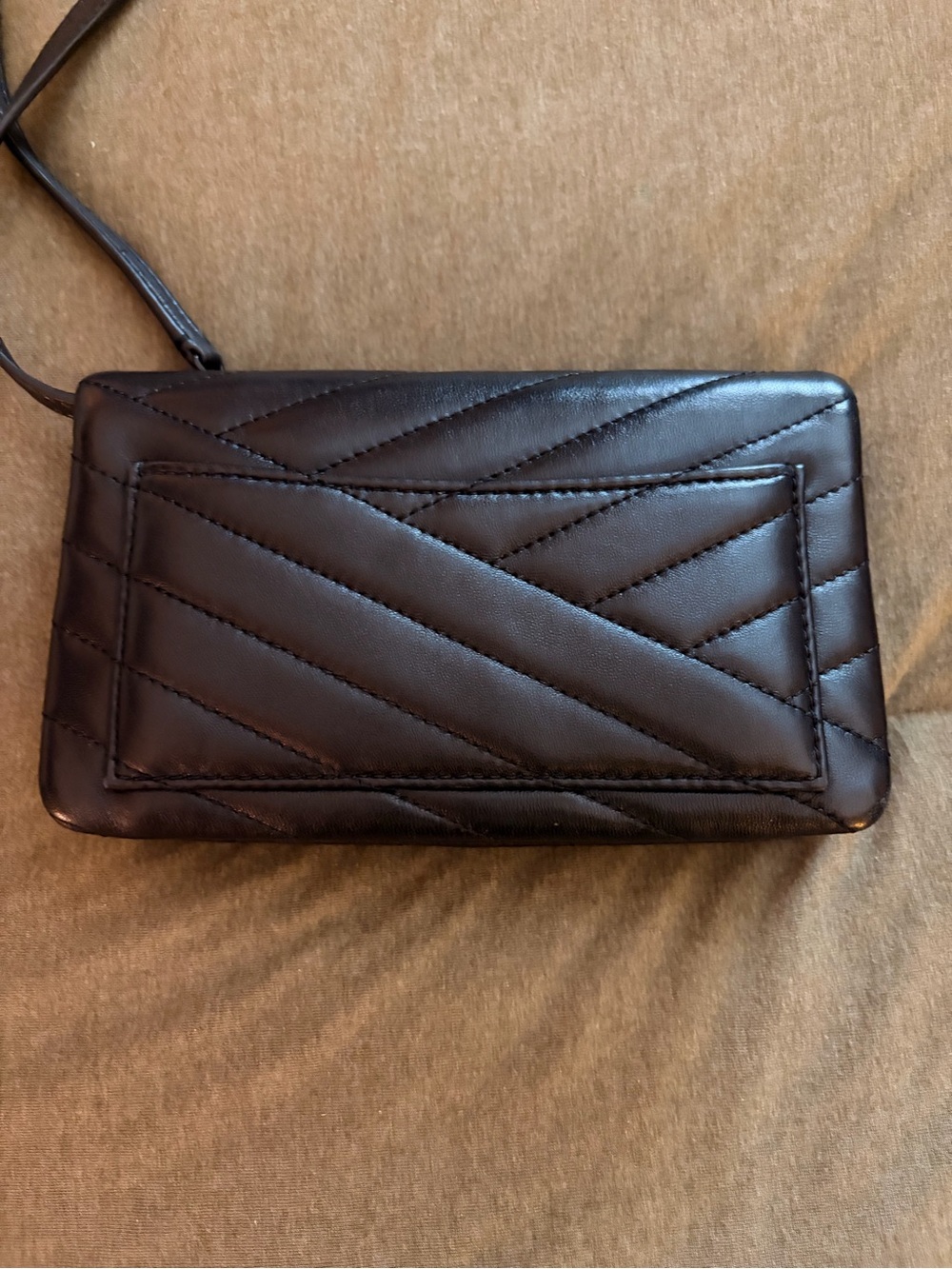 Tory Burch Kira Black Quilted Chevron Logo Crossbody - Picture 3 of 8